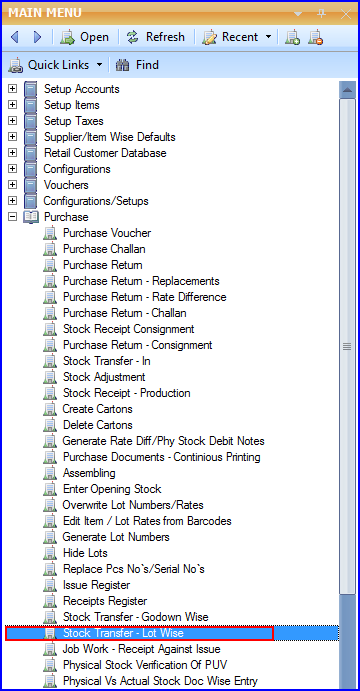 Stock Transfer- Lot Wise